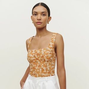 Reformation sleeveless floral crop top